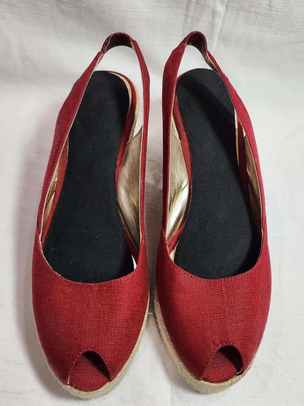 Jessica Simpson Red Canvas Slingback Espadrille Wedge Sandals Size 8